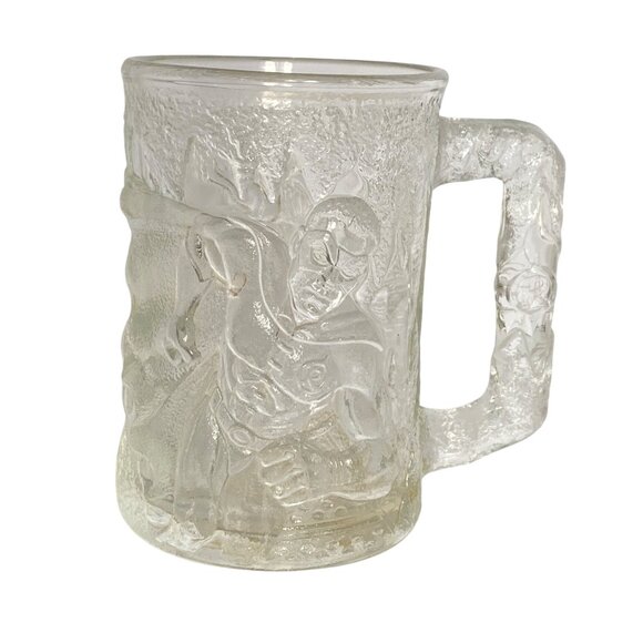 Robin Batman Forever McDonalds Collectible Clear Glass Mug 1995 Embossed Design - Picture 1 of 9